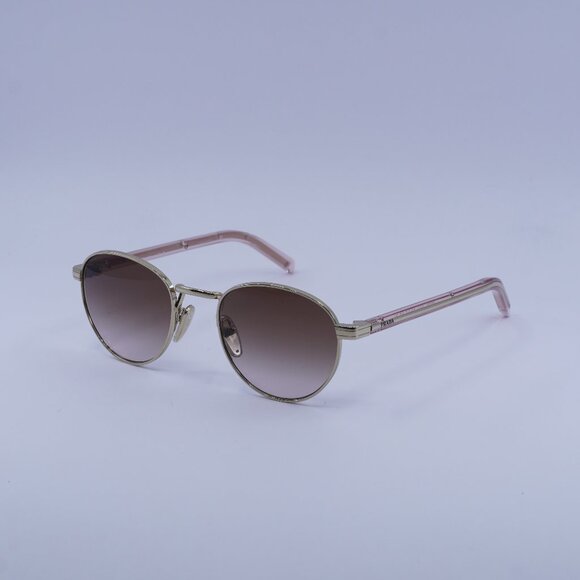 Prada PRB52S ZVN0A6 Sunglasses Pale Gold Round Frame, Brown Gradient Lenses - Picture 1 of 11